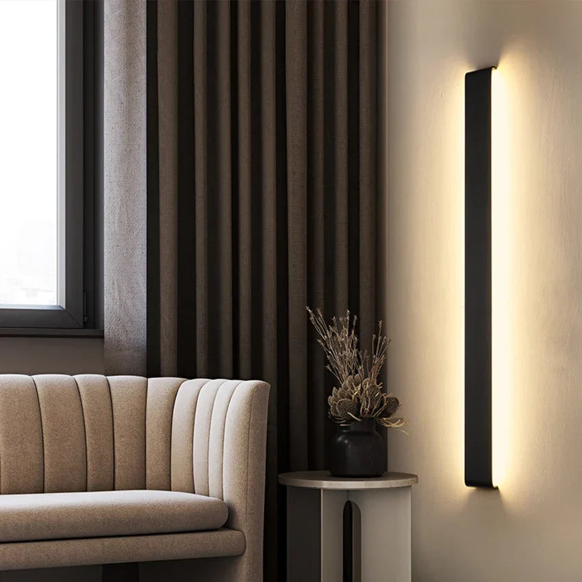 Linear wall light in a hallway