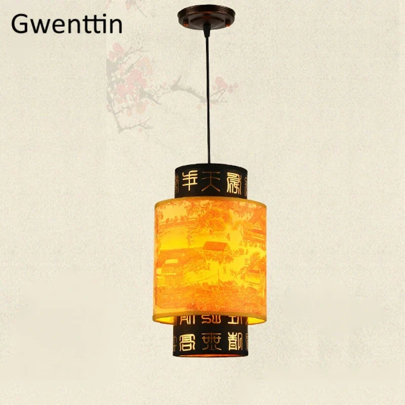 Retro Sheepskin Lantern Pendant, view 9