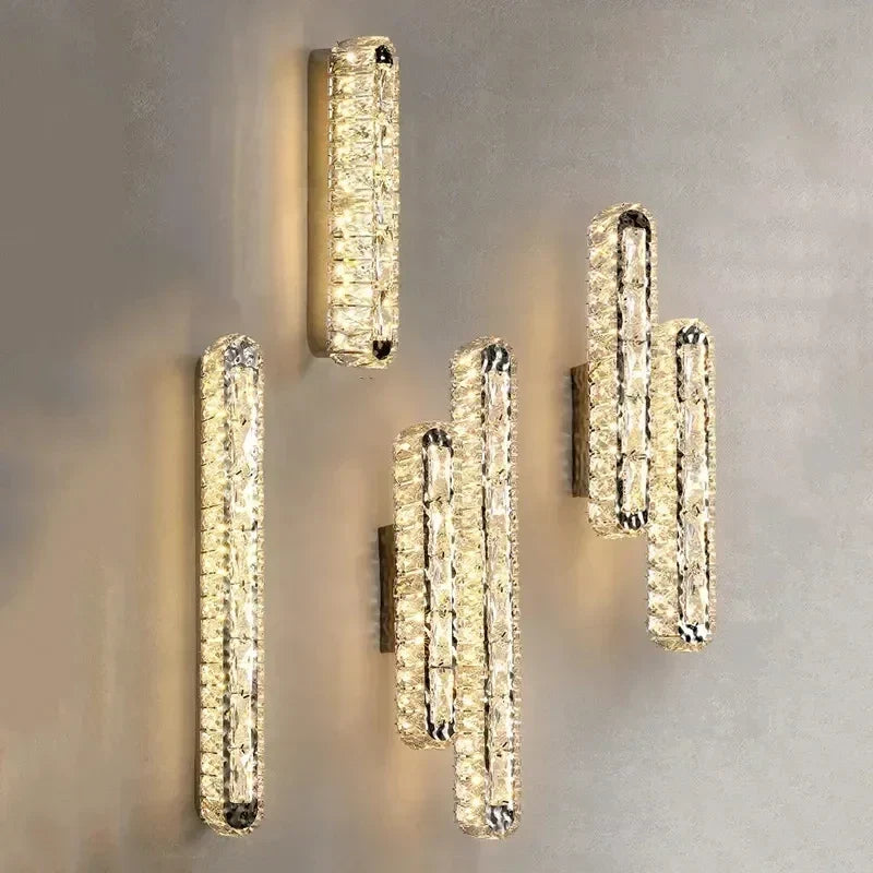 Oval crystal LED wall light