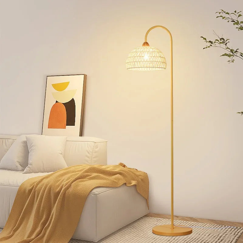 Rattan floor lamp
