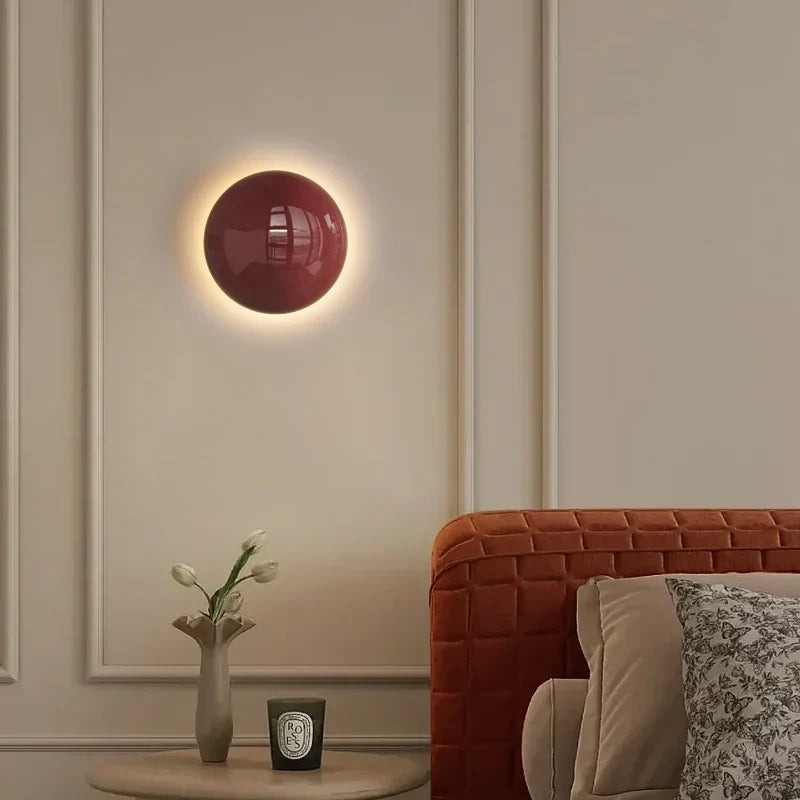 Red Bauhaus light in a living room