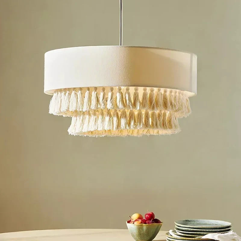 Cream fabric pendant