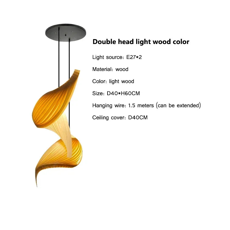Japanese Pleated Wood Pendant, view 15