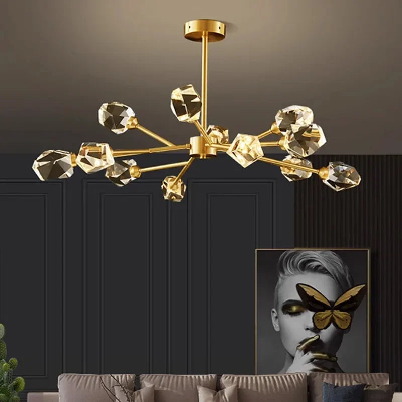 Copper crystal chandelier