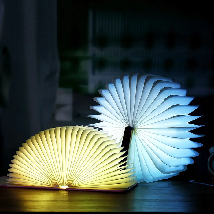 Folding wood table lamp
