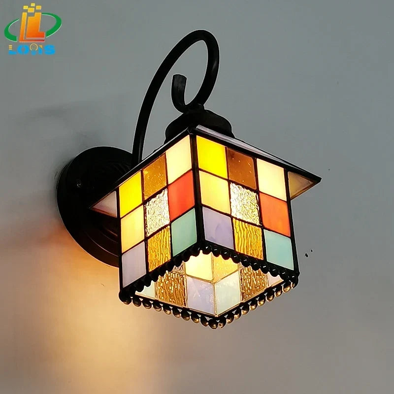 Colored glass sconce