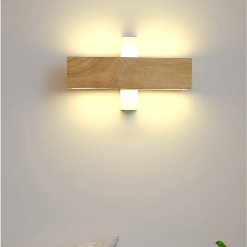 Wood wall light in a living room