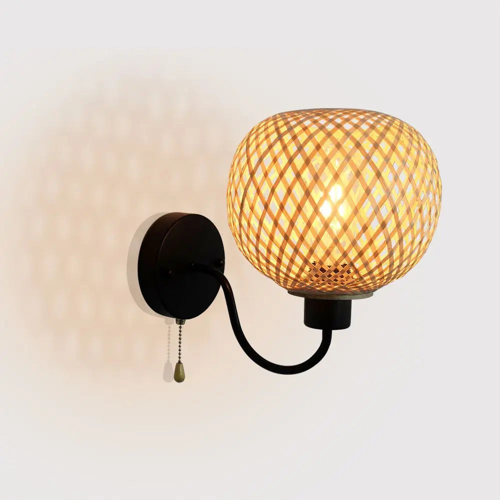 Bamboo sconce in a cozy bedroom