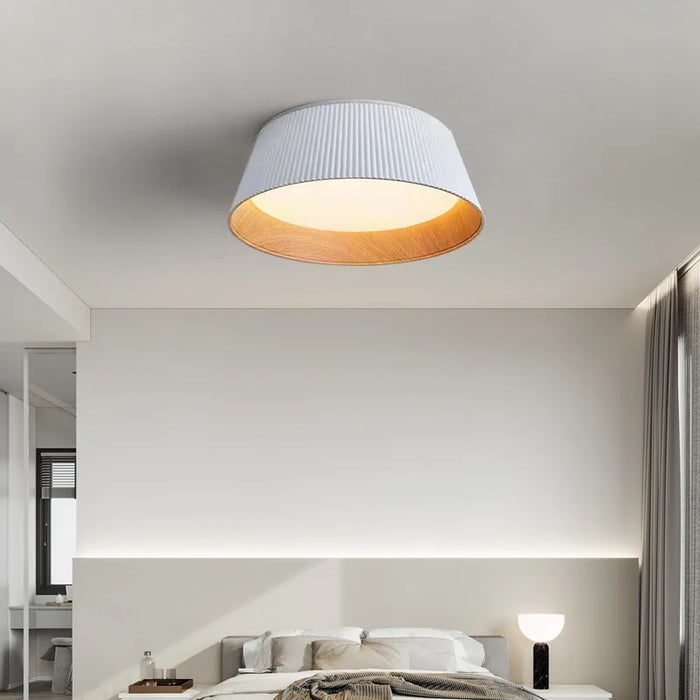 Pleated wood pendant