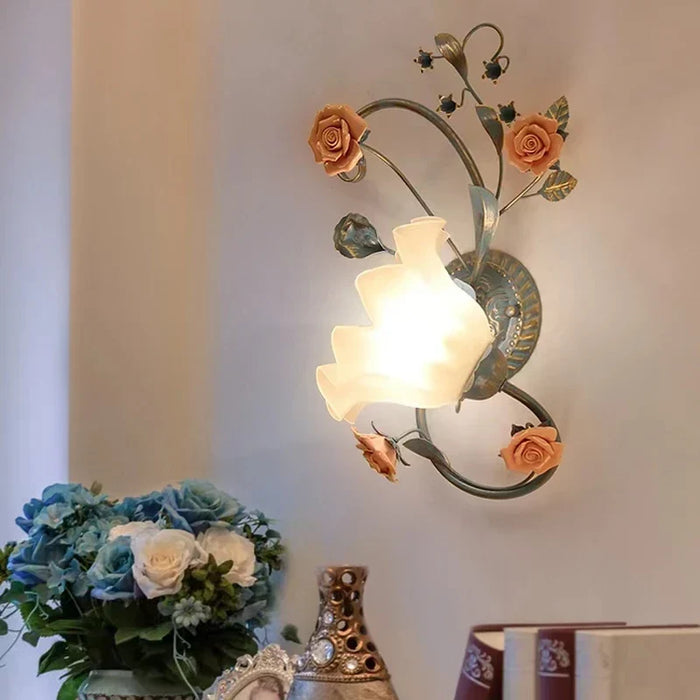 Pastoral ceramic wall light