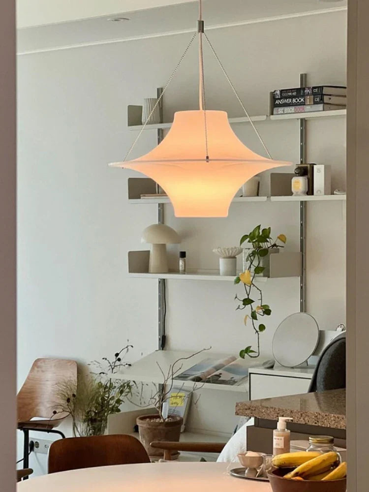 Acrylic UFO pendant in a bedroom