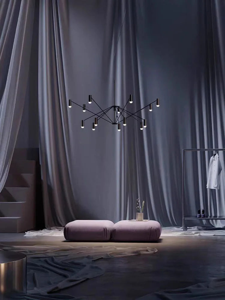 Black Fabric Chandelier, view 5