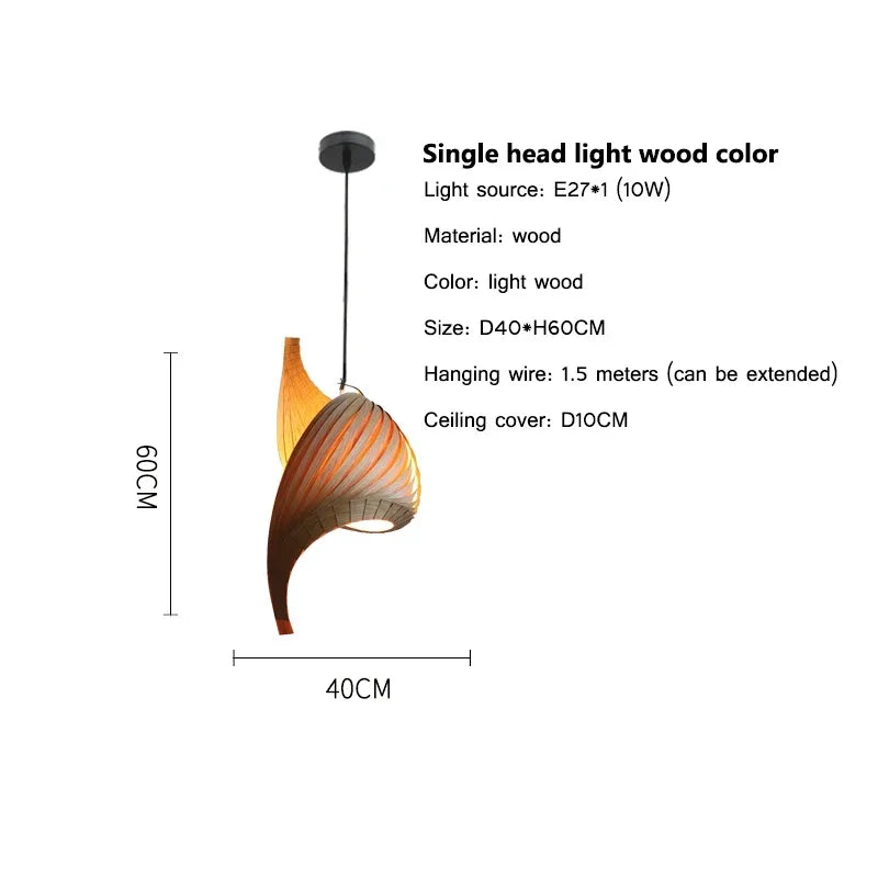 Japanese Pleated Wood Pendant, view 11