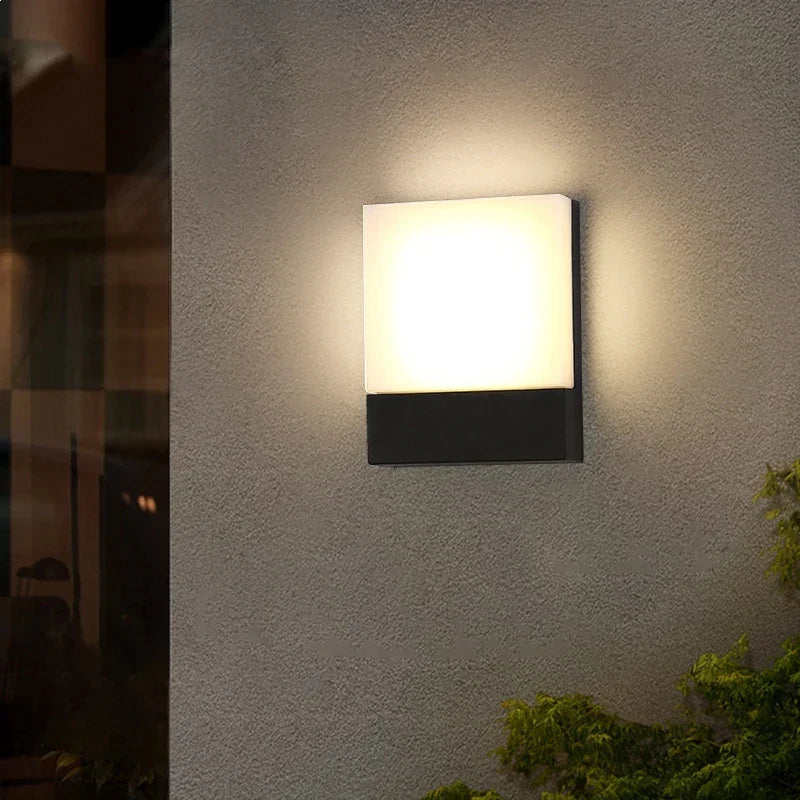 Outdoor sconce on a villa wall