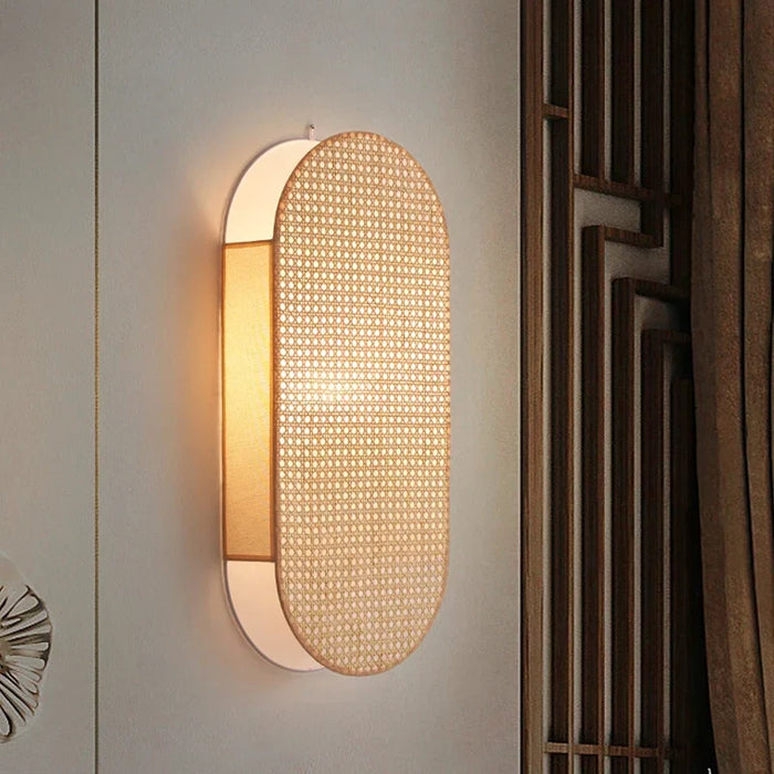 Wabi sabi rattan wall light