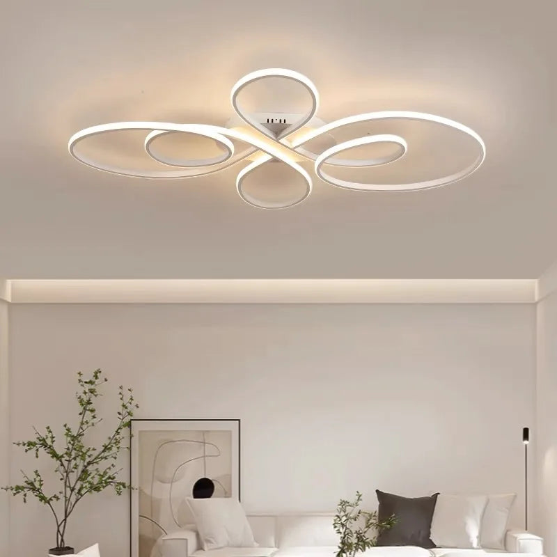 Black ring pendant in a living room