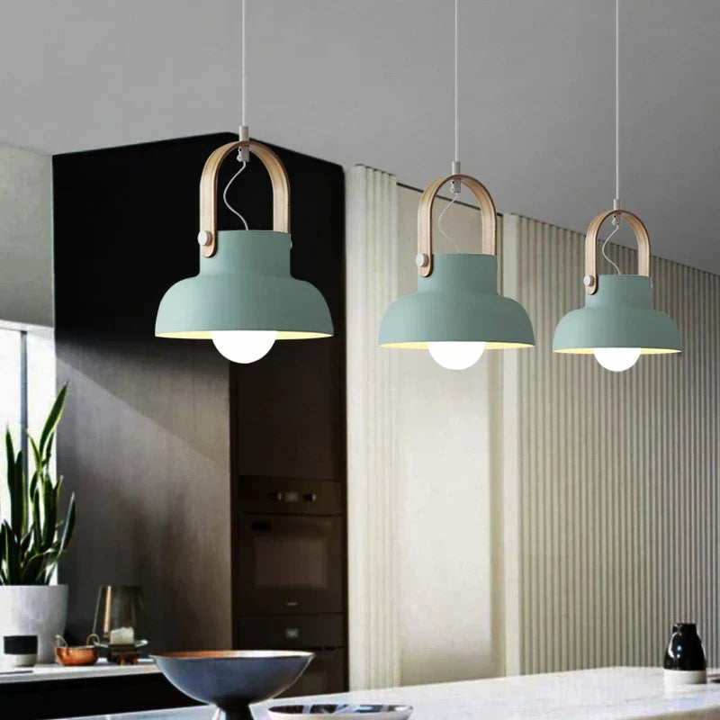 Green loft pendant in a kitchen