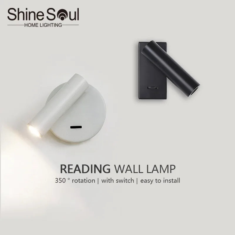 Rotating LED reading wall light