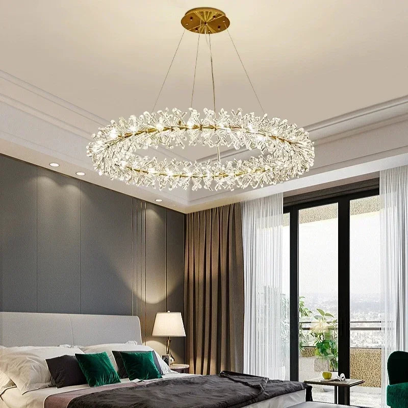 Clear crystal ring chandelier