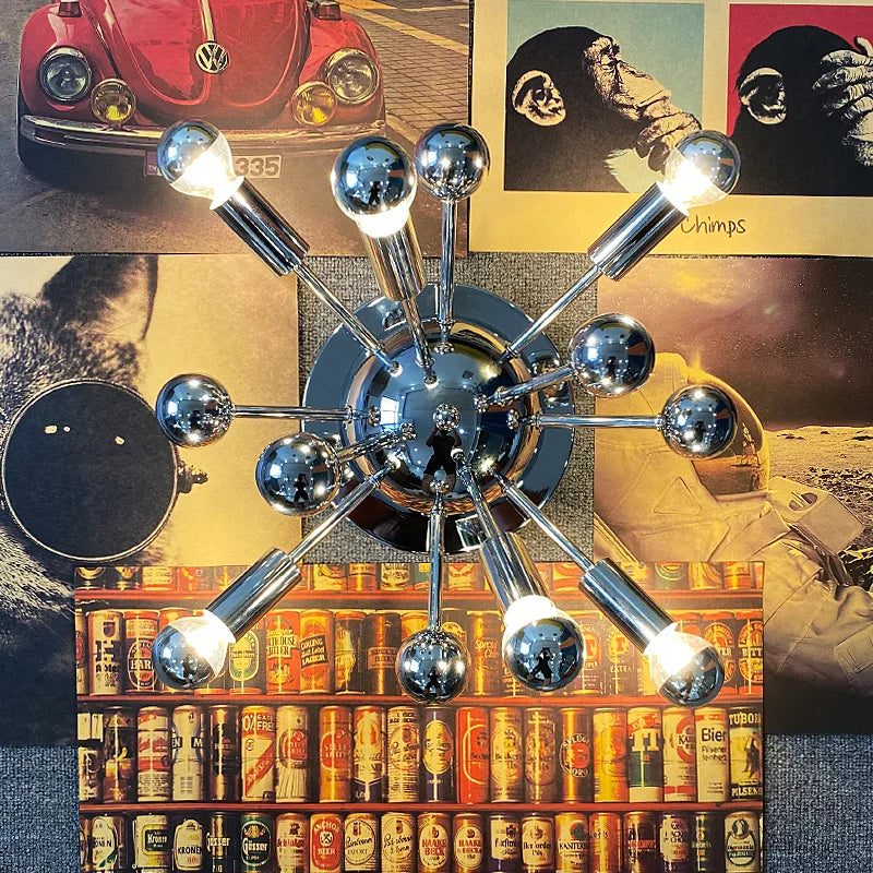 Chrome sconce in a restaurant