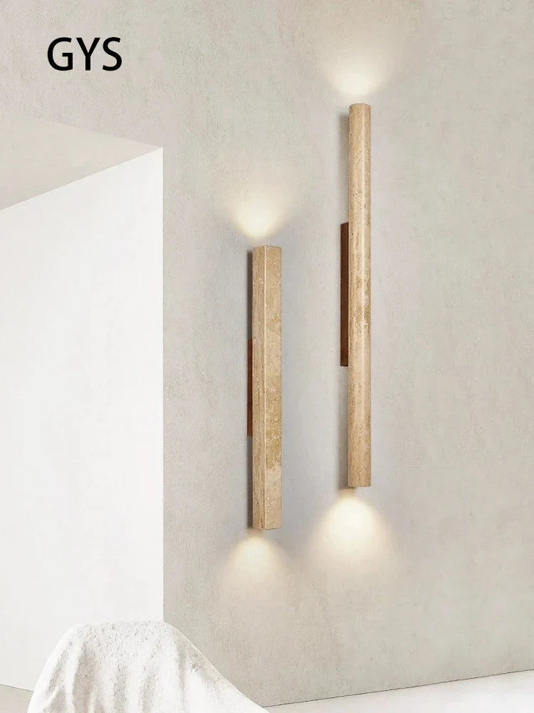 Stone LED wall light in a living room