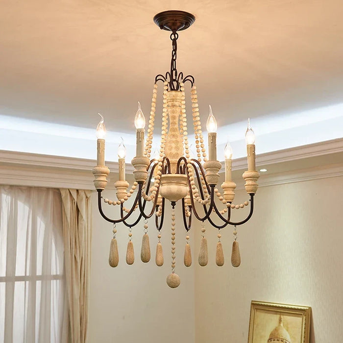 Wood candle chandelier