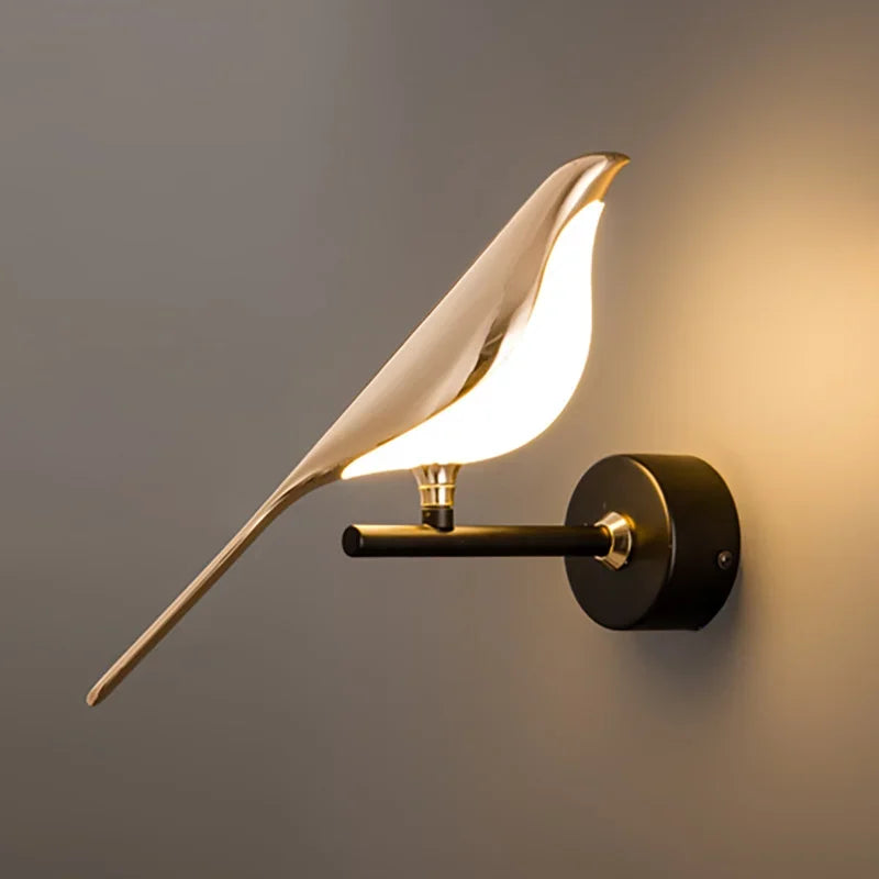 Gold bird wall light