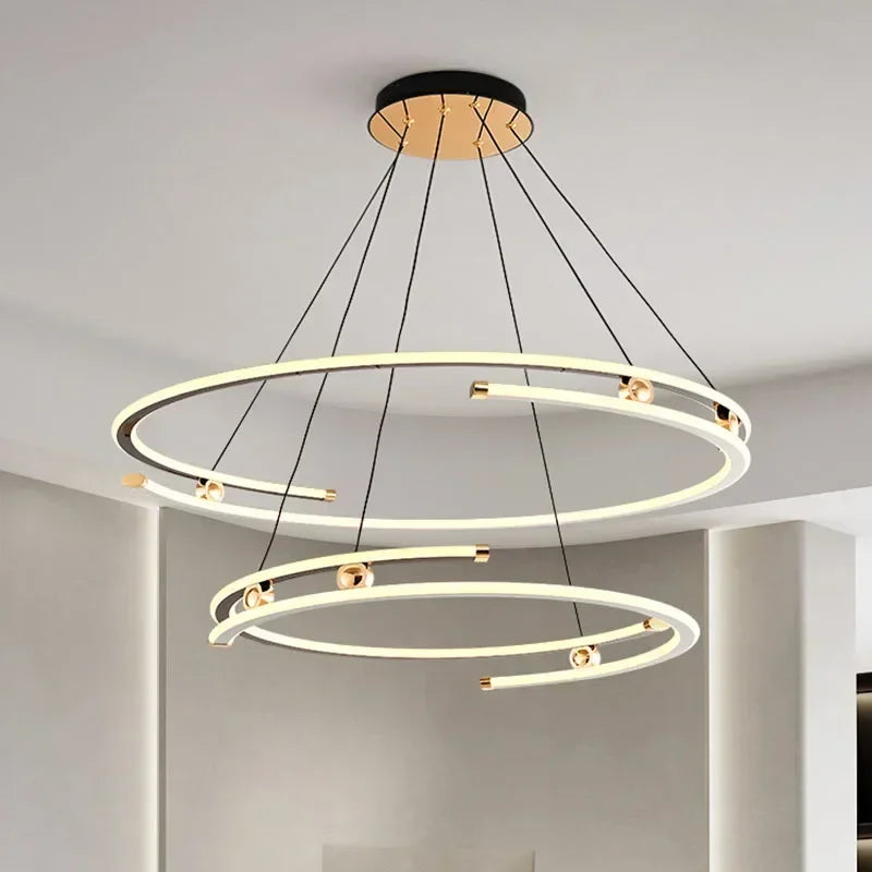 Double ring pendant in a living room