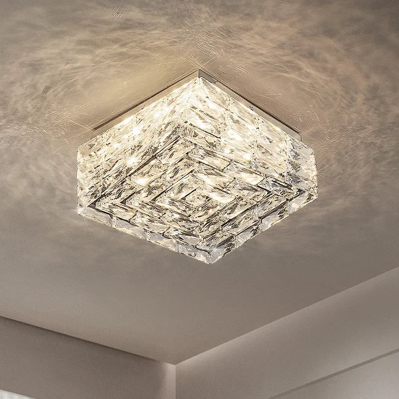 Square crystal ceiling light