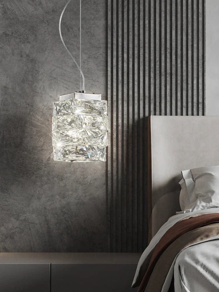 Crystal pendant in a dining room