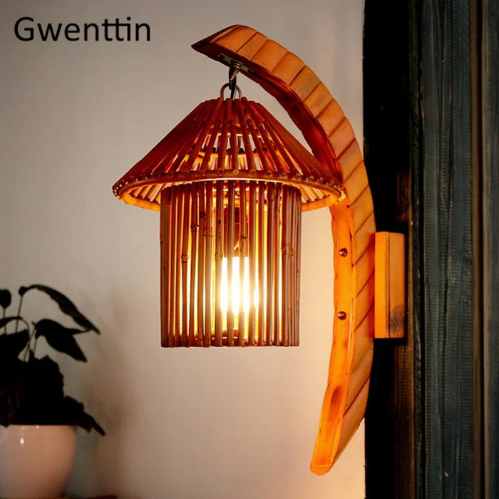 Vintage bamboo wall light