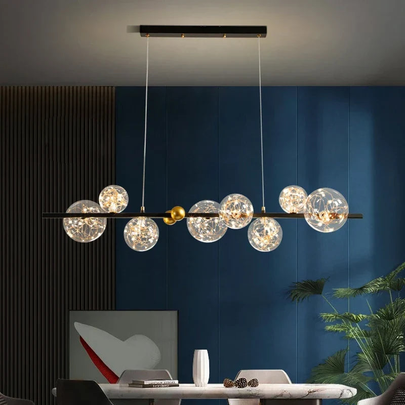 Glass linear chandelier