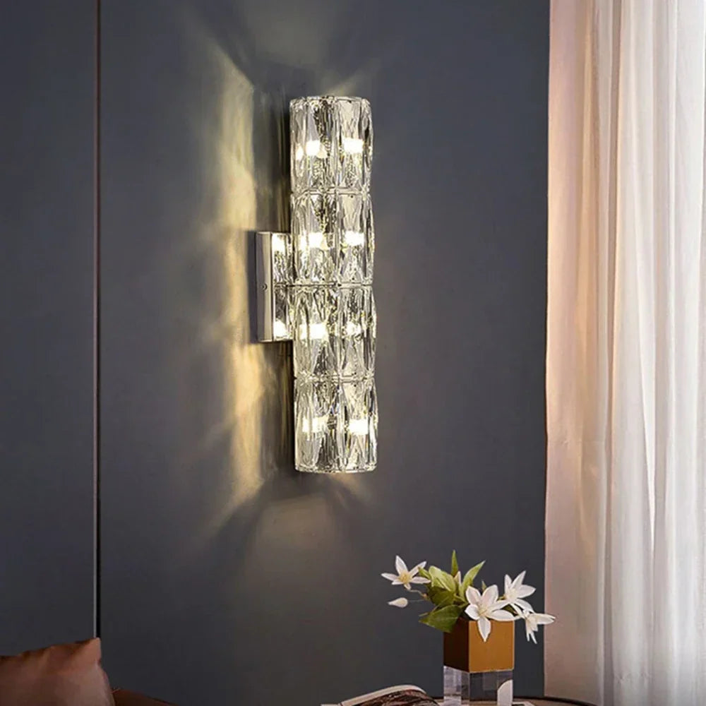Chrome crystal sconce