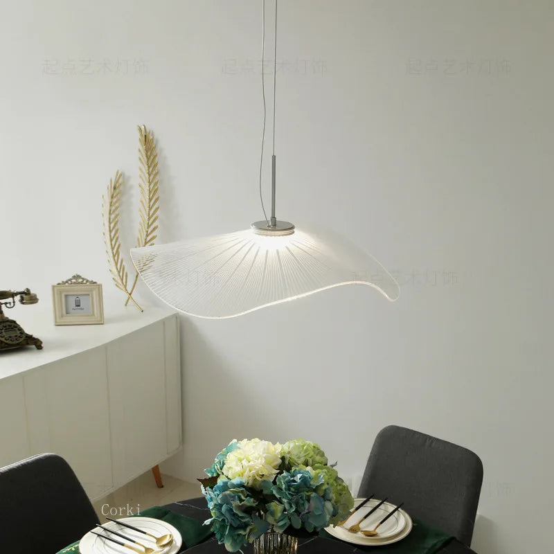 Lotus leaf pendant in a dining room