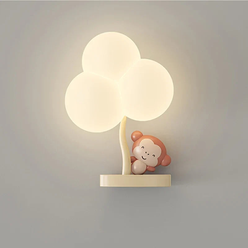 Bear and monkey nursery wall light