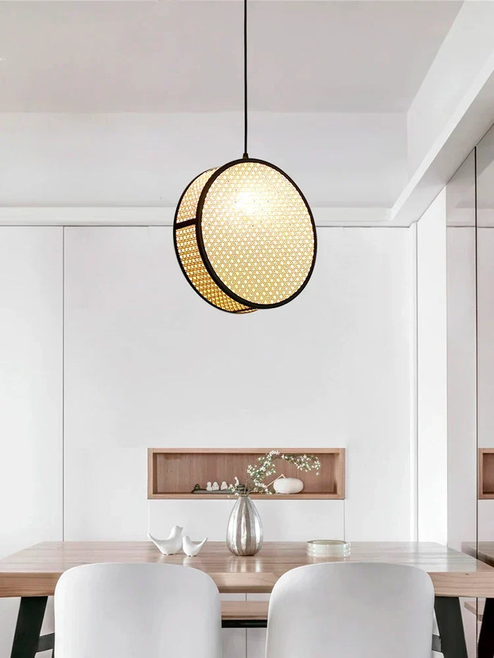 Woven rattan pendant