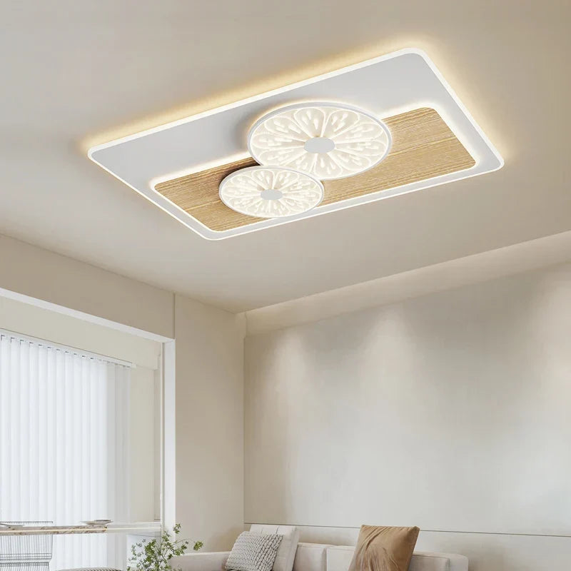 Square wood ceiling light