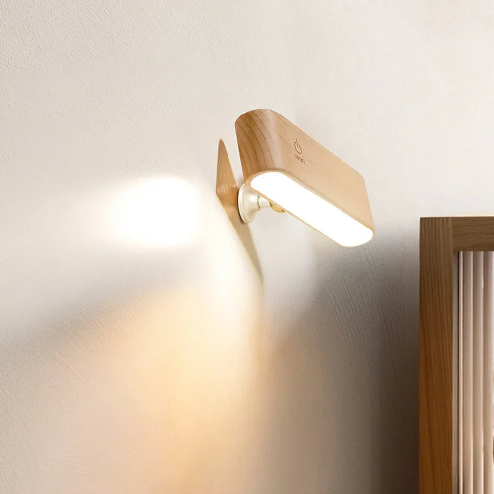 Rechargeable wood LED wall light