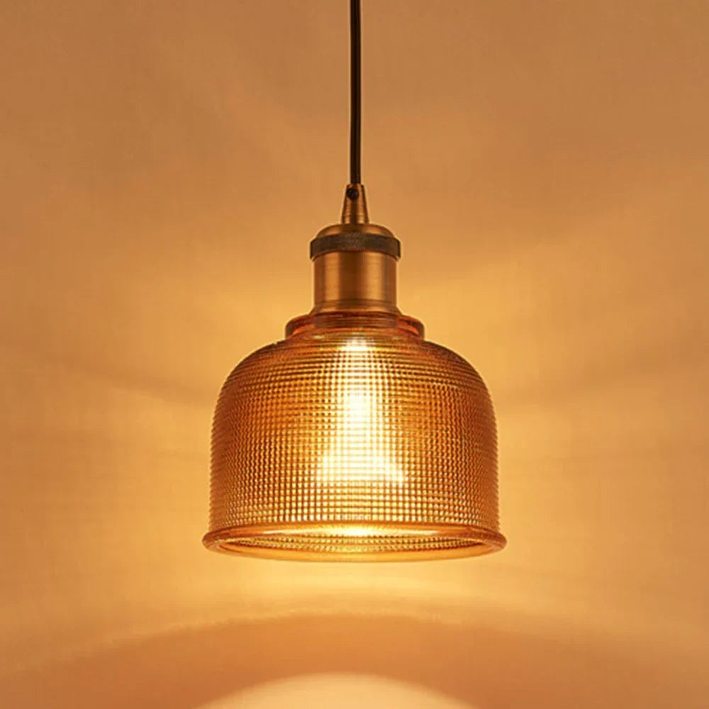 Retro striped glass pendant