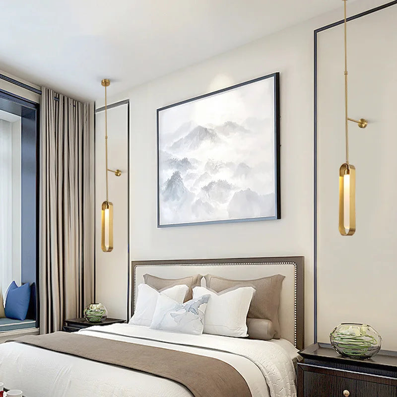 Adjustable height sconce in a lounge