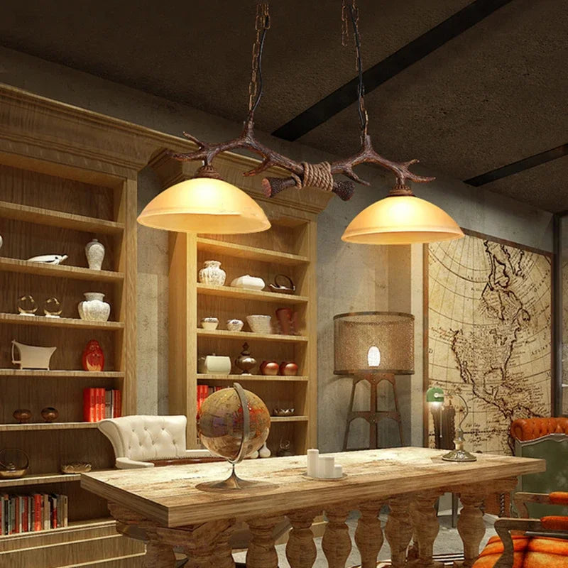 Vintage Wood LED Pendant, Double, view 5