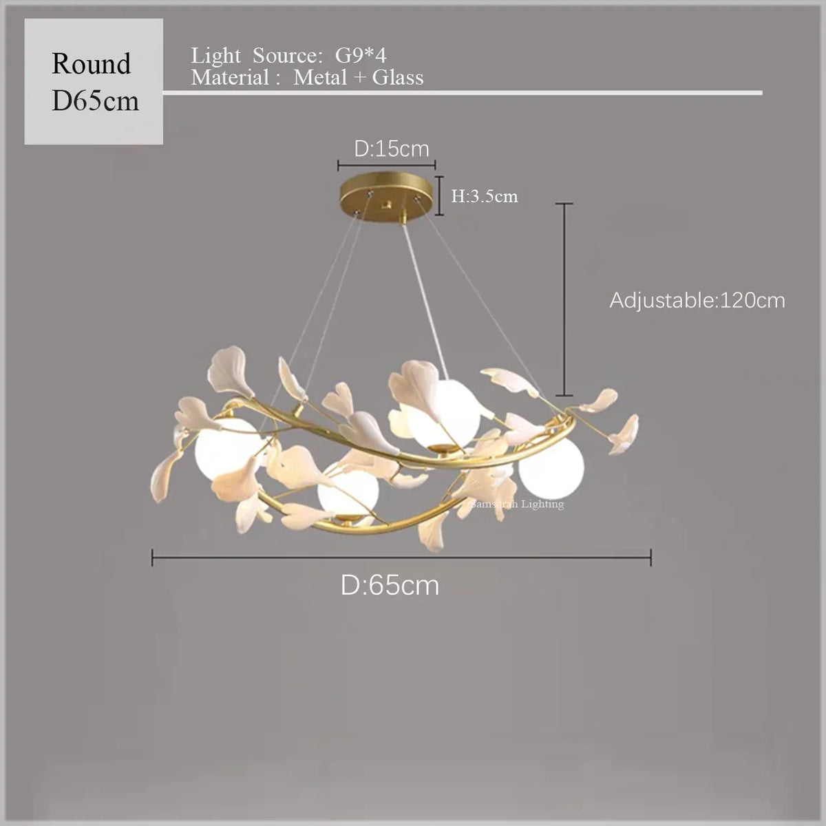 Luxury Ginkgo LED Chandelier, view 12