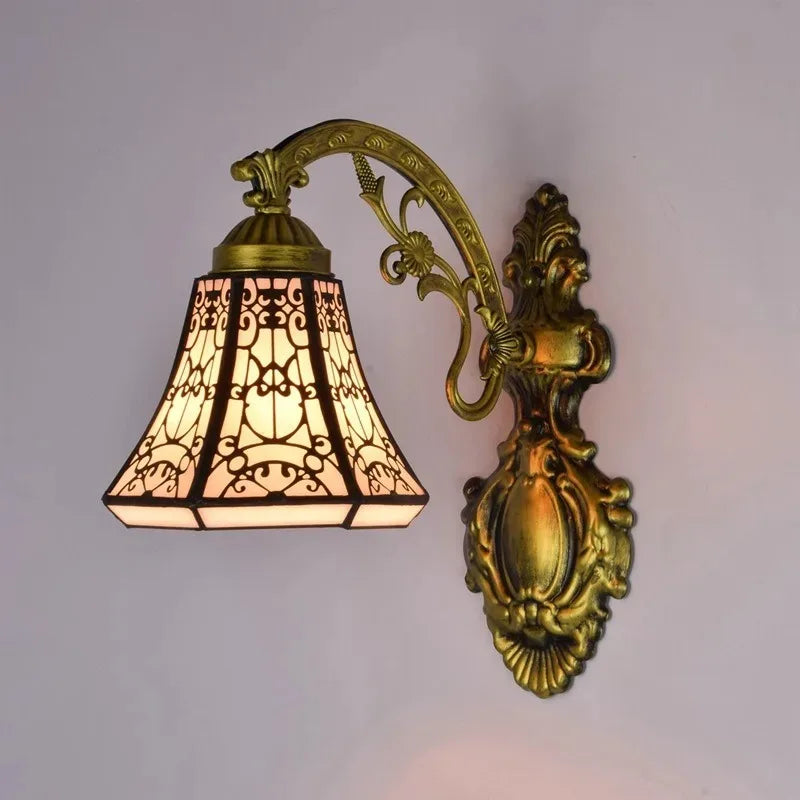 Tiffany sunflower stained glass sconce