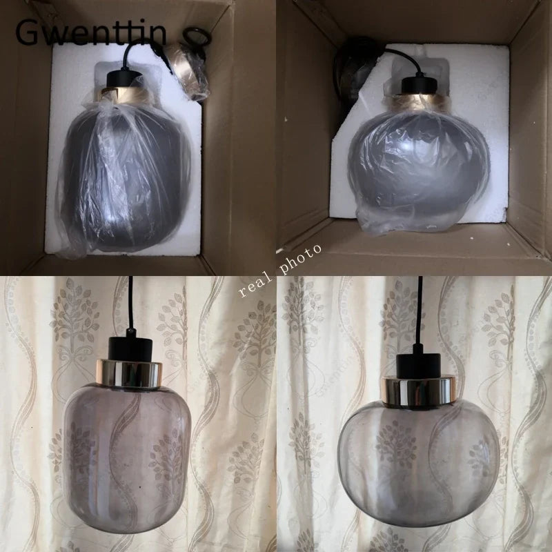 Smoked Gray Glass Pendant, view 4