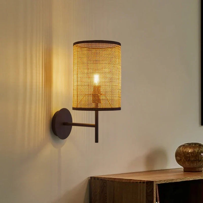 Japanese handmade rattan wall light