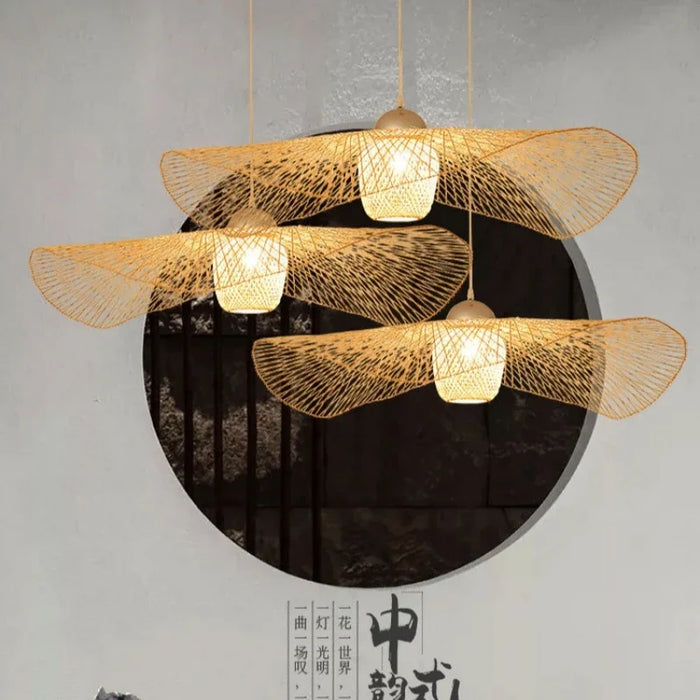 Woven bamboo pendant