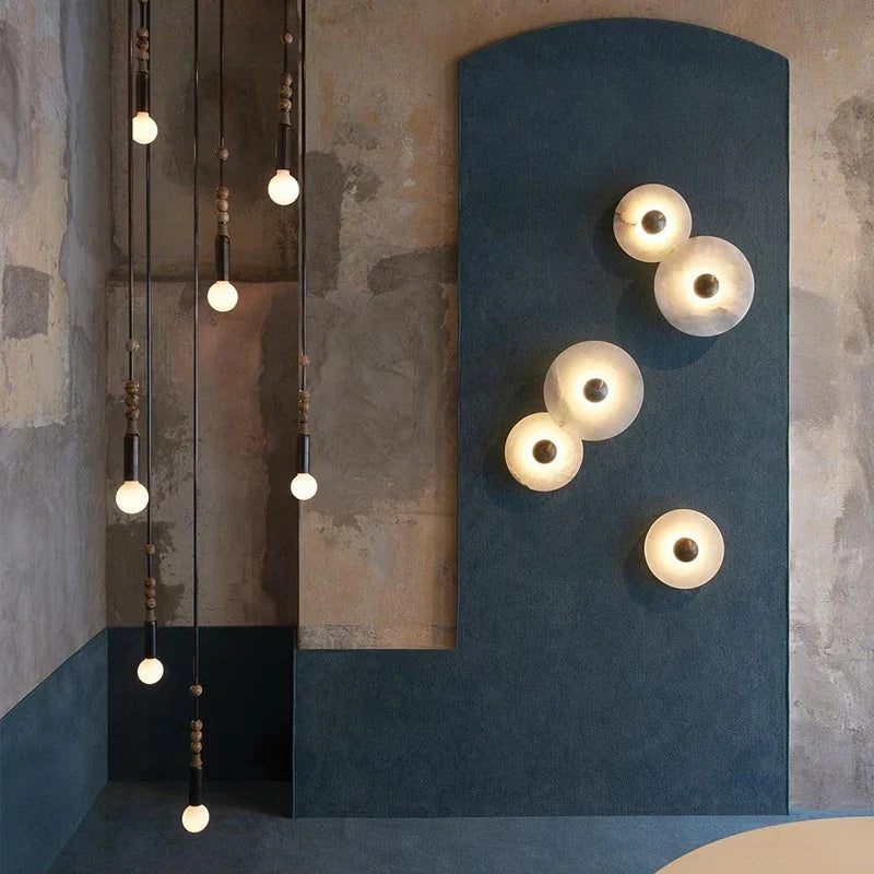 Marble art deco wall light in a hallway