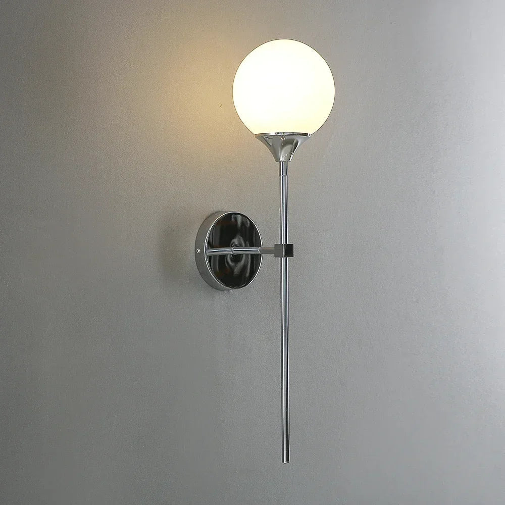 Glass ball chrome wall light