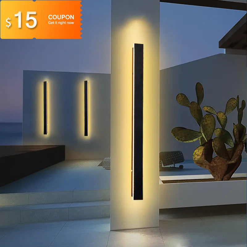 Long outdoor wall light