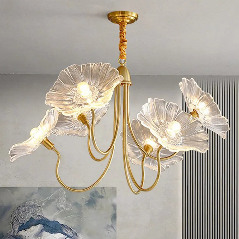 Lotus glass chandelier